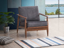 Alisa Accent Chair, Charcoal Fabric & Brown Finish