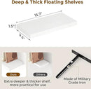 Fun Memories White Floating Shelves 16 Inch Long, 9 Inch Deep Wall Shelf for Bathroom, 16 x 9 Floating Shelf for Living Room, Bedroom, Kitchen, Rustic Wood Shelves for Wall, Set of 2 by CozyNest Decor
