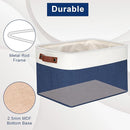 Storage Bins Large Fabric Storage Baskets for Shelves 3 Pack, Decorative Linen Closet Baskets with Handles for Organizing, Shelf, Clothes, Home, Office, 15x11x9.5Inches (NavyBlue&White) by TinyTreasures Baby Boutique