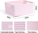 Large Storage Baskets for Shelves, Closet Organizers Bins for Clothes Blanket Towels, Baby Nursery, Toy Baskets Box, Woven Rope Baskets, 17 x 13 x 7.5”, 3 Packs Light Pink by TinyTreasures Baby Boutique