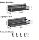 Magnetic Spice Rack for Refrigerator, 2 Pack Magnetic Shelf, Fridge Magnet Organizer with Moveable 4 Hooks, Magnetic Fridge Shelf for Kitchen Organization and Storage (2 Pack) by CozyNest Decor
