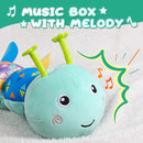 Baby Toys 0 to 12 Months, Musical Stuffed Animal Activity Soft Toy with Multi-Sensory Crinkle, Rattle and Textures, Infant Tummy Time Toys for Newborn Boys Girls, Caterpillar, Blue by TinyTreasures Baby Boutique