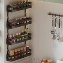 4-Tier Small Wall Mounted Spice Rack Organizer, Hanging Spice Shelf for Cabinet or Pantry, Height-Adjustable Seasoning Holder for Kitchen Storage, Black by CozyNest Decor