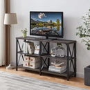 LVB Rustic Console Table, Industrial Modern Sofa Table Behind Couch, Long Metal Wood Entryway Table with Storage Shelf, Farmhouse Foyer Hallway Table for Home Living Room Bedroom, Dark Gray Oak, 63 in by CozyNest Decor