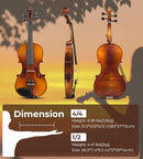 Violin Acoustic Fiddle Kit Professional Solid Wood Violin Unique Maple Wood Pattern Premium Ebony Fitting Starter Kit for Beginner Adults, Full Size By Vangoa by TinyTreasures Baby Boutique