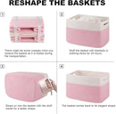 4 Pack Storage Baskets for Organizing, Woven Baskets for Shelves - Perfect for Toys, Books, Towels, and Clothes, Durable Gift Basket Bins Toy Storage, 12.7''Lx9''Wx7.8''H, Pink & White by CozyNest Decor