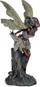Lovely Kissing Fairy Bronze Tone 19.75 Inches Polyresin Outdoor Garden Statue by GreenHaven Gardens