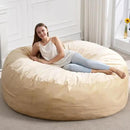 Hobestluk 6FT Bean Bag Chair Bean Bag Chairs for Adults Giant Bean Chairs with Velvet Cover, Memory Foam BeanBag Chair Fluffy BeanBag Chairs for Living Room, Bedroom- Khaki (70" x 70" x 15") by CozyNest Decor