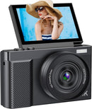 4K Digital Camera,64MP Camera for Photography with 3" 180° Flip Screen,16X Vlogging Camera for YouTube with 64GB Micro SD Card for Beginner, Teens by TinyTreasures Baby Boutique
