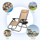 Nazhura Set of 2 Relaxing Recliners Patio Chairs Adjustable Steel Mesh Zero Gravity Lounge Chair Beach Chairs with Pillow and Cup Holder Khaki (Kahki) by CozyNest Decor