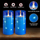 NURADA 3"x6"Flickering Flameless Candles: Built-in Star String 3D Wick Battery Operated LED Candles with Remote and Timer for Wedding Valentine's Day Decor, Blue 2 Pack by CozyNest Decor