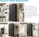 72" Farmhouse Kitchen Pantry Cabinet with Drawer, Tall Storage Cabinet with 2 Barn Doors and Shelves, Versatile Large Rustic Storage for Dining Room, Bathroom, Living Room, Black by CozyNest Decor