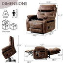 Dual Motor Power Lift Recliner Chair for Adult & Elderly, Infinite Position Lay Flat Lift Chair with Heat & Massage, Cup Holder, Lumbar Pillow, Wireless Charger, USB Ports, Leather (Ochre)