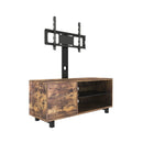 Rustic Brown TV Console With Push-To-Open Storage Cabinet For TV, Wood & Glass TV Stand For Living Room Bedroom - Rustic Brown by Unique Piece Furniture