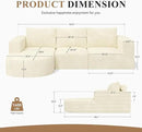 Modular Sectional Sofa with L-Shape Chaise,Cloud Sectional Modern Sleeper Couch with Deep Seat,Sponge Compression Sofas No Assembly Required (Beige-Corduroy Fabric) 1 PCS by CozyNest Decor
