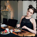 Umigy 6 Pcs Halloween Placemats 12"x18" Gothic Bat Placemats Kitchen Decoration Washable Witch Place Mats Rectangle Skull Table Mats for Halloween Dining Table Accessories(Black Orange Style) by CozyNest Decor