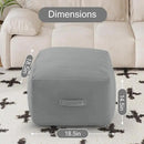 MeMoreCool Square Stuffed Pouf Ottoman Foot Rest, Floor Pouf Foot Stool with Foam Chunk Filling, Soft Stuffed Ottoman Footrest for Living Room, Light Grey by CozyNest Decor
