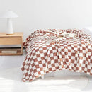 LOMAO Throw Blankets Flannel Blanket with Checkerboard Grid Pattern Soft Throw Blanket for Couch, Bed, Sofa Luxurious Warm and Cozy for All Seasons (Maple Brown, 60"x80") by CozyNest Decor