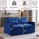 3 in 1 Convertible Sleeper Sofa Bed,Futon Loveseat Couch with Pull-Out Bed & Adjustable Backrest,Velvet Fabric Sofa with Side Pocket for Small Apartment, Living Room, Office (Blue) by CozyNest Decor