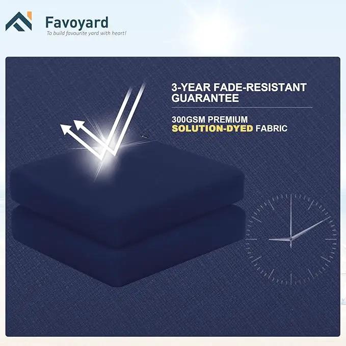 Favoyard Outdoor Chair Cushion 22 x 22 x 3 Inch Rainproof & 3-Year Fade Resistant Patio Furniture Cushions with Removable Cover and Adjustable Ties for Garden Sofa Couch Pads Set of 2, Blue, photo 6 of 6