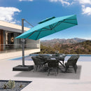 PURPLE LEAF 10' X 13' Outdoor Cantilever Umbrella Large Patio Hanging Double Top Rectangle Tilting Offset Umbrella with 360-degree Rotation for Outdoor Patio Pool Deck Turquoise Blue by GreenHaven Gardens