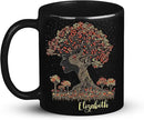 Custom Name Coffee Mug 11oz 15oz, Unique Nature Inspired Coffee Cup for Women, Personalized Vibrant Nature Themed Black Cup, Artistic Tree Ceramic Mug, Gifts for Women's Day by CozyNest Decor