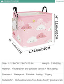 FANKANG Square Nursery Hamper Storage Bins Canvas Laundry Basket Foldable with Waterproof PE Coating Storage Baskets Gift Baskets for Children, Office, Bedroom, Clothes（Square-pink cloud ） by TinyTreasures Baby Boutique