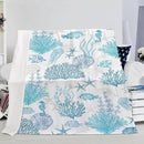 Blue Ocean Beach Throw Blanket Nautical Coastal Bed Blanket Starfish Seashell Coral Blankets Super Soft Flannel Fleece Throw Blanket for Couch Bed Decor “60 x80” by CozyNest Decor