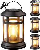 Solar Lanterns Outdoor Waterproof: 4 Pack Hanging Solar Lights for Outside Patio Porch Garden Tabletop Decor - Bright LED Warm White Solar Powered Lighting - 2025 Gardening Lovers Mom Gifts by CozyNest Decor