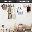 32.2'' Large Coat Rack Wall Mount Coat Hooks with 8 Metal Black Triple-Hooks Old White Pine Real Wood Plank Hat Rack for Wall Hooks by CozyNest Decor