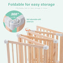 Foldable Wooden Playpen,Large Baby Gate Playpen with Child-Proof Lock-Easy Assembly, Portable Design for Babies & Toddlers- Shape& Size Adjustable Baby Fence Play Area(Wood, 6 Panel) by TinyTreasures Baby Boutique