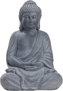 TOETOL Outdoor Buddha Large Statue Meditative Asian Zen Indoor 20” High Medium Yard Decor Magnesium Oxide Stone for Yard Garden Patio Deck Home, Dark Grey by GreenHaven Gardens