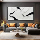 Large Framed Abstract Wall Art 29"x58" Black and White Contemporary Line Canvas Neutral Wall Decor for Modern Living Room Office Bedroom by CozyNest Decor