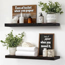 24"x6.8"x1.2" Solid Wood Floating Shelves 2-Pack - Rustic Black Finish with Hidden Brackets, Perfect for Storage and Décor in Living Room, Kitchen, Bedroom by CozyNest Decor