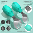 Deejoy Toddler Utensils - Stainless Steel Spoons and Forks, Kids Silverware Self Feeding Flatware Set with Travel Safe Case (Green) by TinyTreasures Baby Boutique