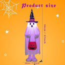 37" Cute Front Porch Light Up Halloween Ghost Décor, Kids Standing Trick or Treat Indoor and Outdoor Decorations-Star Moon by CozyNest Decor