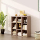9-Cube Storage Shelf Bookcase - Wooden 3-Tier Floor Standing Open Bookshelf for Home and Office, Cuby Orgainzer, Walnut by CozyNest Decor