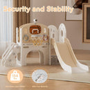 XJD 8 in 1 Toddler Slide Set, Kids Slide for Toddlers Age 1+, Toddler Climber Slide PlaySet with Basketball Hoop and Ball,Outdoor Indoor Playground for Toddlers 1-3 (Beige Coffee, 8 in 1) by TinyTreasures Baby Boutique