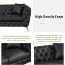 65.5" Modern Sofa Couch PU Upholstered Loveseat Sofa with Sturdy Metal Legs, Button Tufted Back for Living Room, Apartment, Home Office, Black