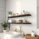 48 Inch Floating Shelves for Wall Rustic Brown Wood Wall Shelves for Bedroom Set of 4 by CozyNest Decor