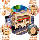 Jovi-mindly＆Notchies Wooden Blocks Train Set 101 PCS Create 40+ Shapes,Toys Educational Wooden Building Blocks Puzzles for Kids Ages 5-8 Boys and Girls,Truck/Excavator,FSC Certified,Graduate Gifts by TinyTreasures Baby Boutique