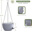12 Inch Hanging Baskets 2 PC with Chains, Self-Watering Hanging Planters for Indoor Outdoor Plants, Plastic Hanging Flower Pots,Speckled Grey by GreenHaven Gardens