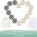 wegreeco Nursing Breast Pads (14 Pack) + Laundry Bag & Travel Storage Bag, 4.7 inch - Washable & Reusable Breastfeeding Nursing Pads (Light Coffee, Black Checkerboard, Large, Contoured Shape) by TinyTreasures Baby Boutique