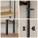 CABIHOME 5-Tier Over-The-Washer Shelf - Adjustable Height Laundry Organizer Space Saver, Double-Layer 100lb Shelves, 2 Hooks for Bathroom/Balcony (Natural& Black) by CozyNest Decor