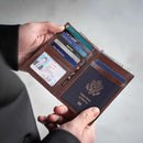 Polare Luxury RFID Blocking Leather Passport Holder Travel Wallet For Men and Women (Coffee with AirTag Slot) by TinyTreasures Baby Boutique