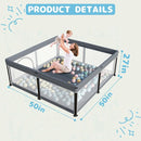 TOREVSIOR Foldable Baby Playpen with Mat, 50"×50" Collapsible Play Pen for Babies and Toddlers, Indoor & Outdoor Kids Safety Play Pen, Portable Play Yard, Foldable Baby Playpen with 50 Ocean Balls by TinyTreasures Baby Boutique