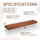 Homeforia Oak Floating Shelves 36 inches Long, High End Solid Real Wood 36 inch Floating Shelf for Room Wall, Honey Oak Wooden 36inch Kitchen Shelves, Heavy Duty Bracket, 36 X 6.5 X 1.75 in, Set of 2 by CozyNest Decor