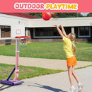 Toddler Basketball Hoop, Adjustable Height 2.3-4.5ft Baby Basketball Goal Set with 4 Balls & Pump, Backyard Poolside Basketball Toy for Boys & Girls Birthday Gift, Pink by TinyTreasures Baby Boutique