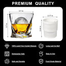 Crystal Whiskey Glasses Set of 2 with Ice Ball Molds, 11 Oz Old Fashioned Glasses Packaged in Giftable Box, Twisted Style Bourbon Glasses Gifts for Men, Stylish Whiskey Glasses Set by CozyNest Decor