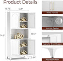 75" Tall Kitchen Pantry Storage Cabinet, Metal Storage Cabinets with 4 Doors and Adjustable Shelves，White Kitchen Hutch Cabinet with Microwave Stand, Large Cupboard for Dining Living Room by CozyNest Decor